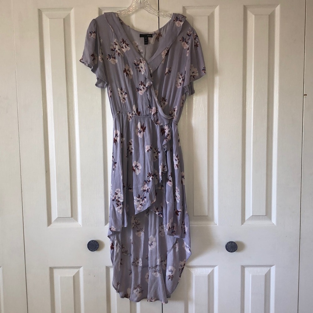 Aqua Floral High-Low Dress